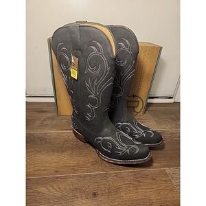 Women's Sz 11 Roper Riley Embroidered Snip Toe Cowboy Black Boots 09-021-1566-1